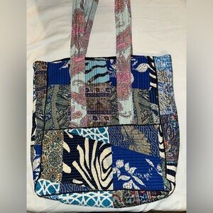Patchwork Tote Bag - Blue and Multicolor